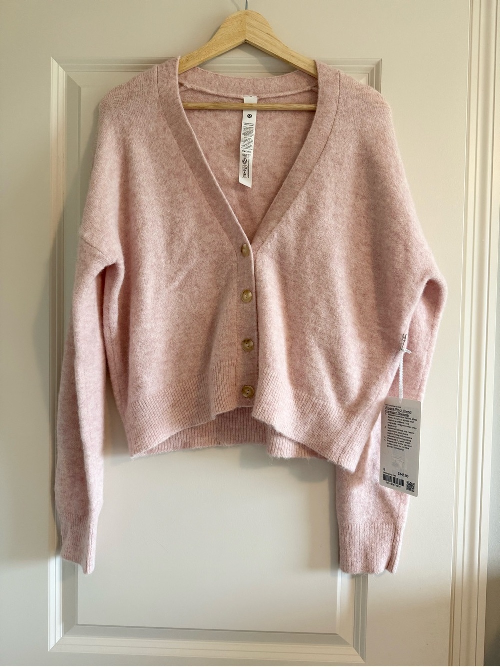 Lululemon Women's Alpaca Wool-Blend Cardigan Sweater Size Small PIMI Pink New